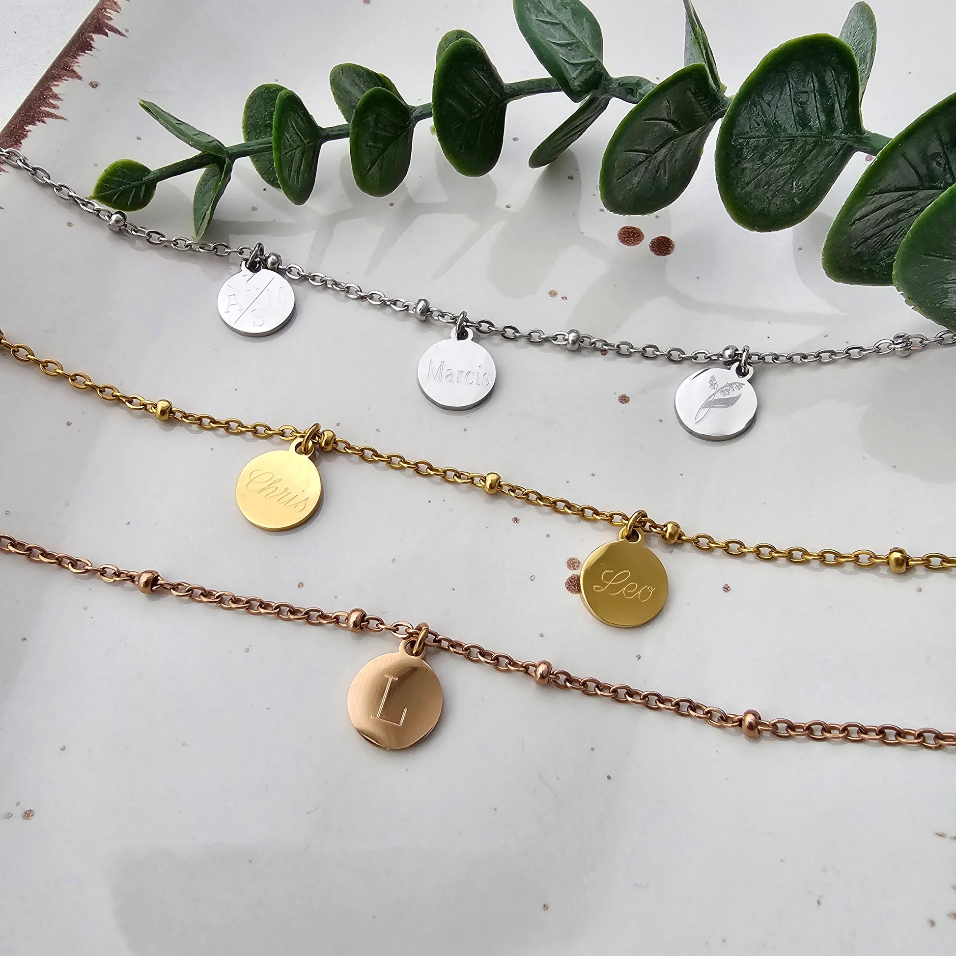 Kugel Fußkettchen mit Gravur 10mm