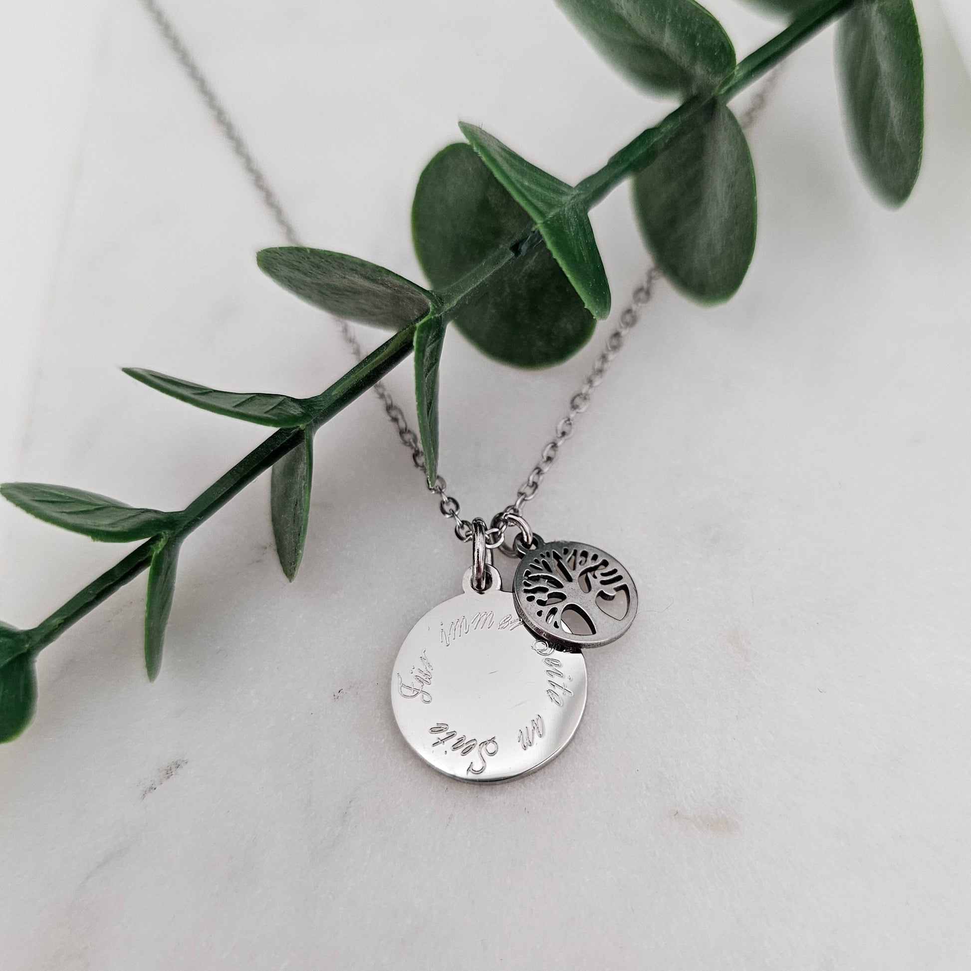 Lebensbaum Kette mit Gravur Anhänger, Buchstaben Kette, personalisiertes Geschenk, Namenskette, Lebensbaum Kette Gold, Silber, Rosé