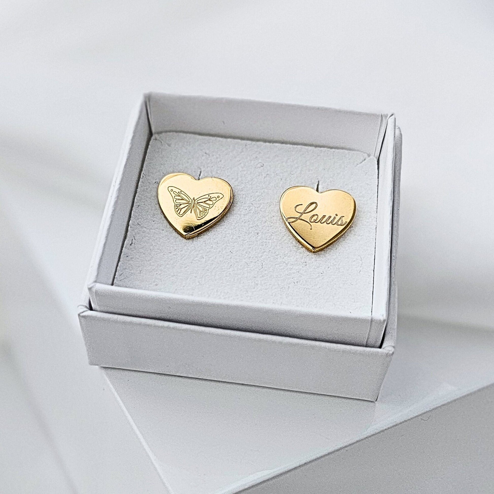 Chunky Herzohrstecker mit Gravur in Gold und Silber | Herzohrringe | große Ohrstecker mit Herz | personalisiertes Herz