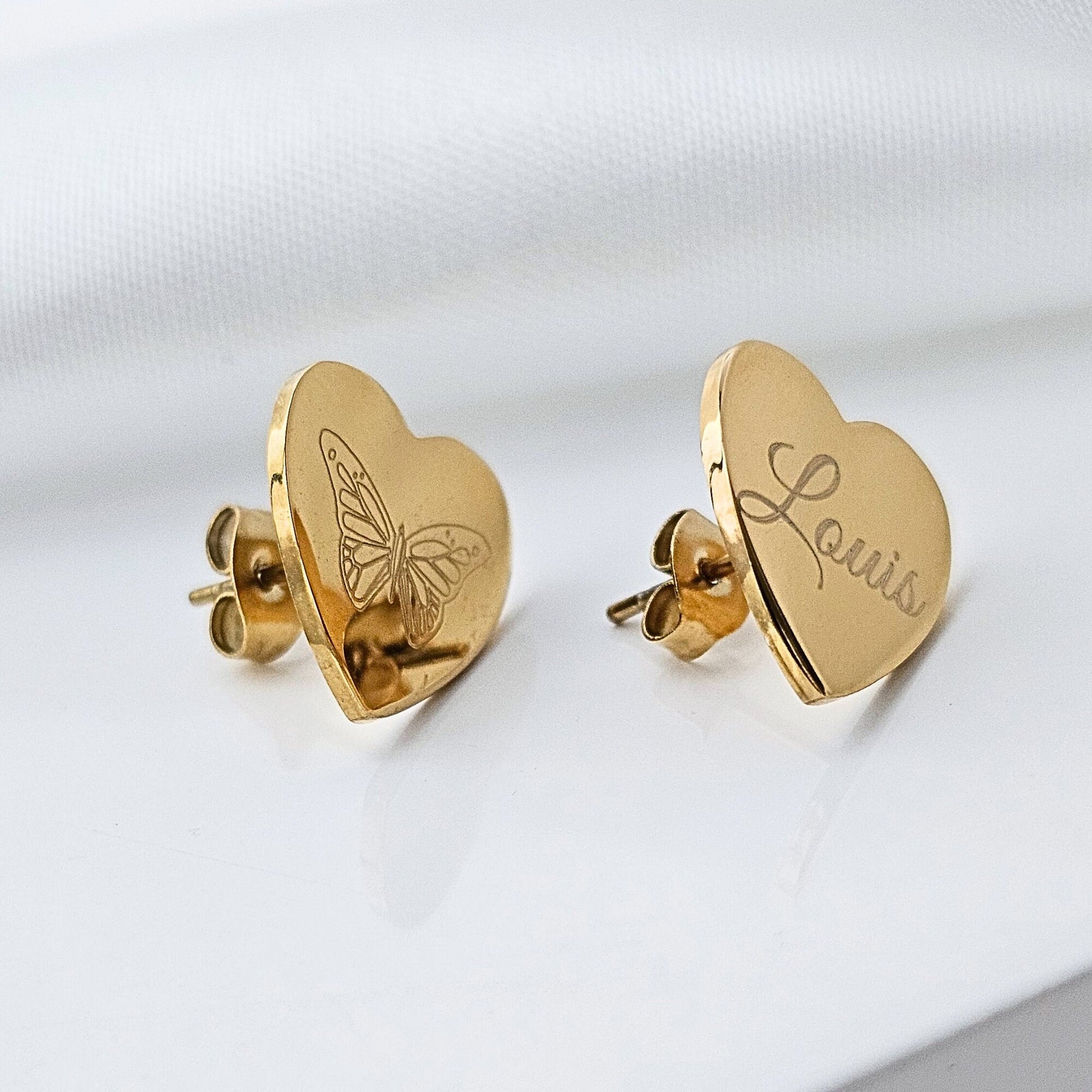 Chunky Herzohrstecker mit Gravur in Gold und Silber | Herzohrringe | große Ohrstecker mit Herz | personalisiertes Herz
