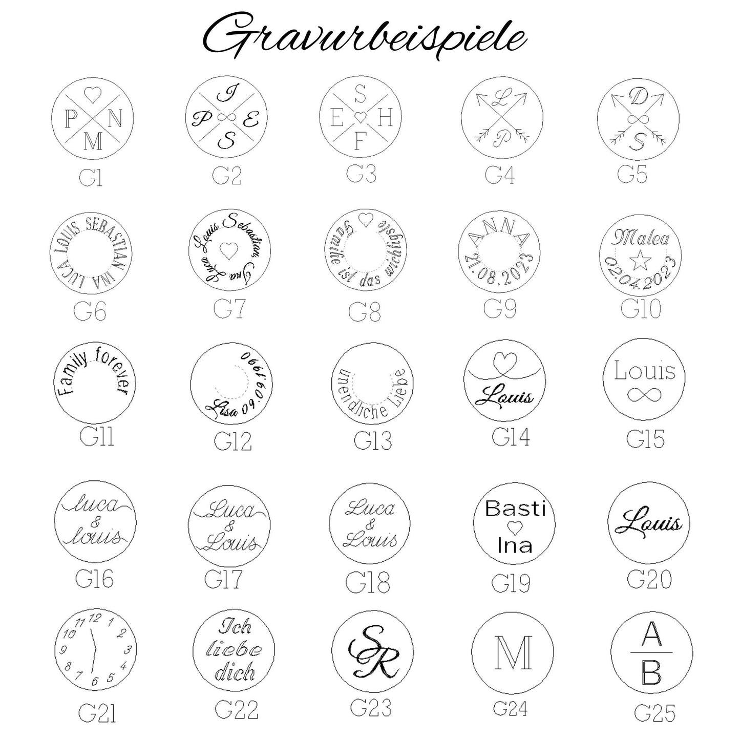 Familienkette mit Gravur 15mm Plättchen