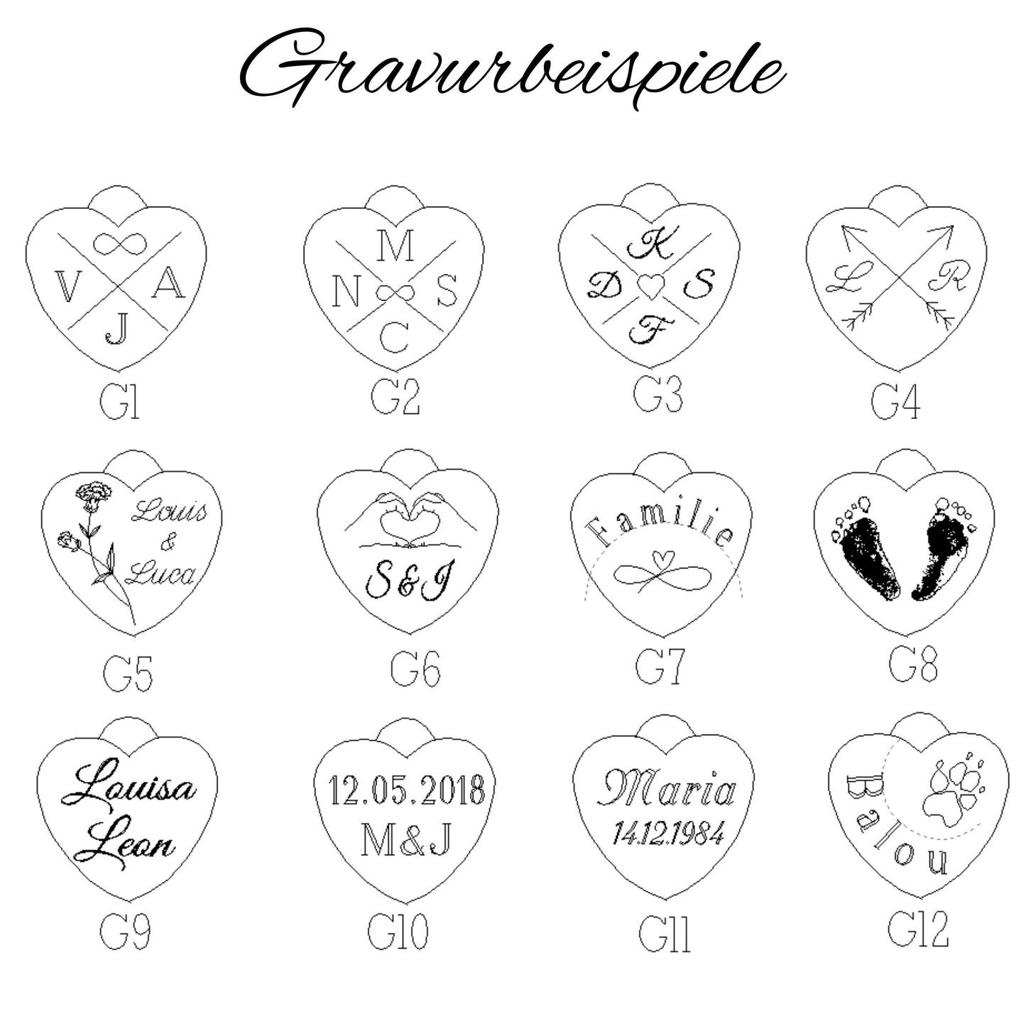 Kette aus Edelstahl mit Gravur Herzen