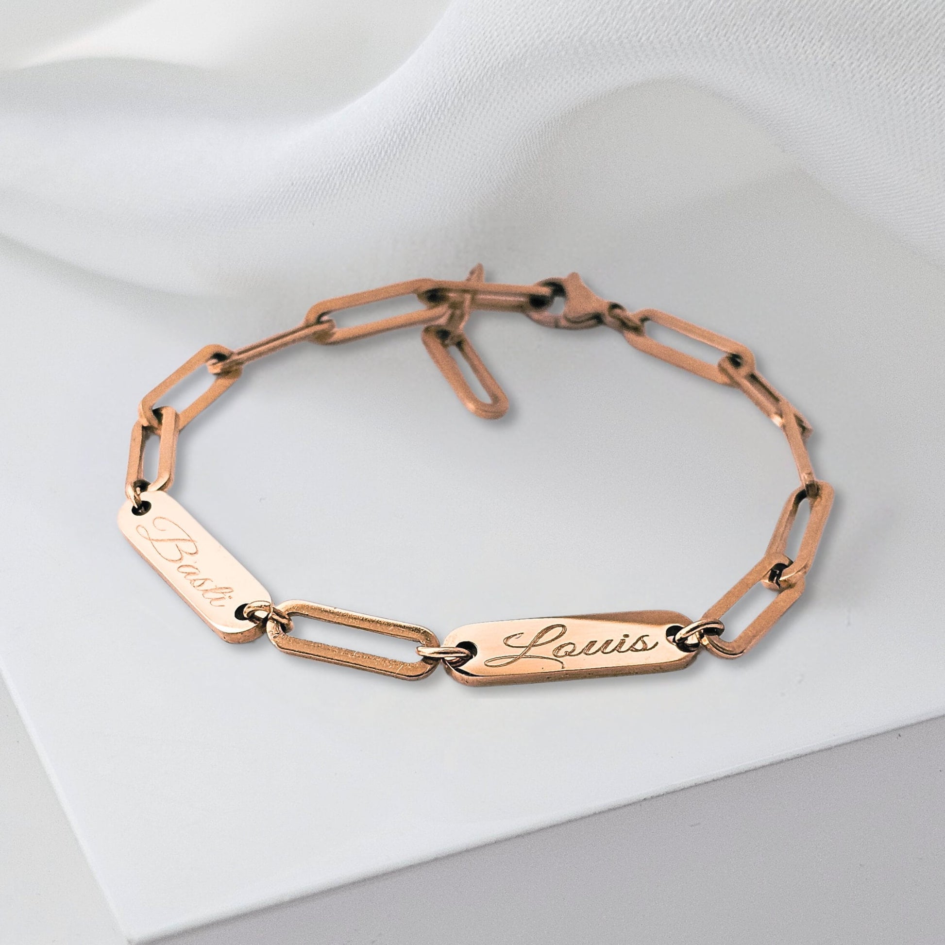 Chunky Armband personalisiert in Gold, Silber, Rosé | Namens Armband mit Gravurplättchen | personalisiertes Geschenk | grobes Gliederarmband