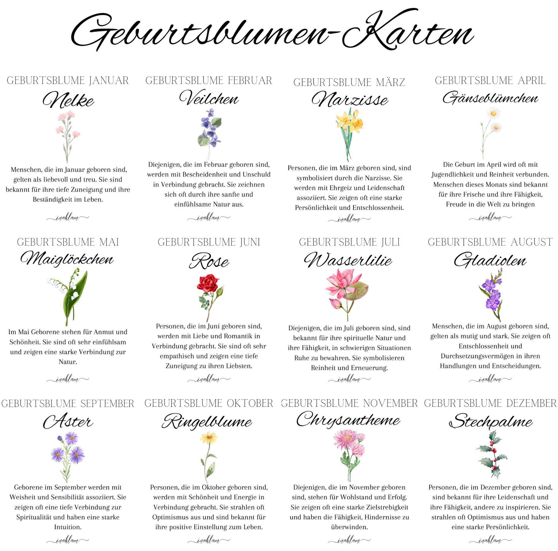 Geburtsblumen Kette personalisiert mit Geburtsstein | Halskette mit Buchstaben Anhänger 13mm | Ketten mit Stein | personalisiertes Geschenk