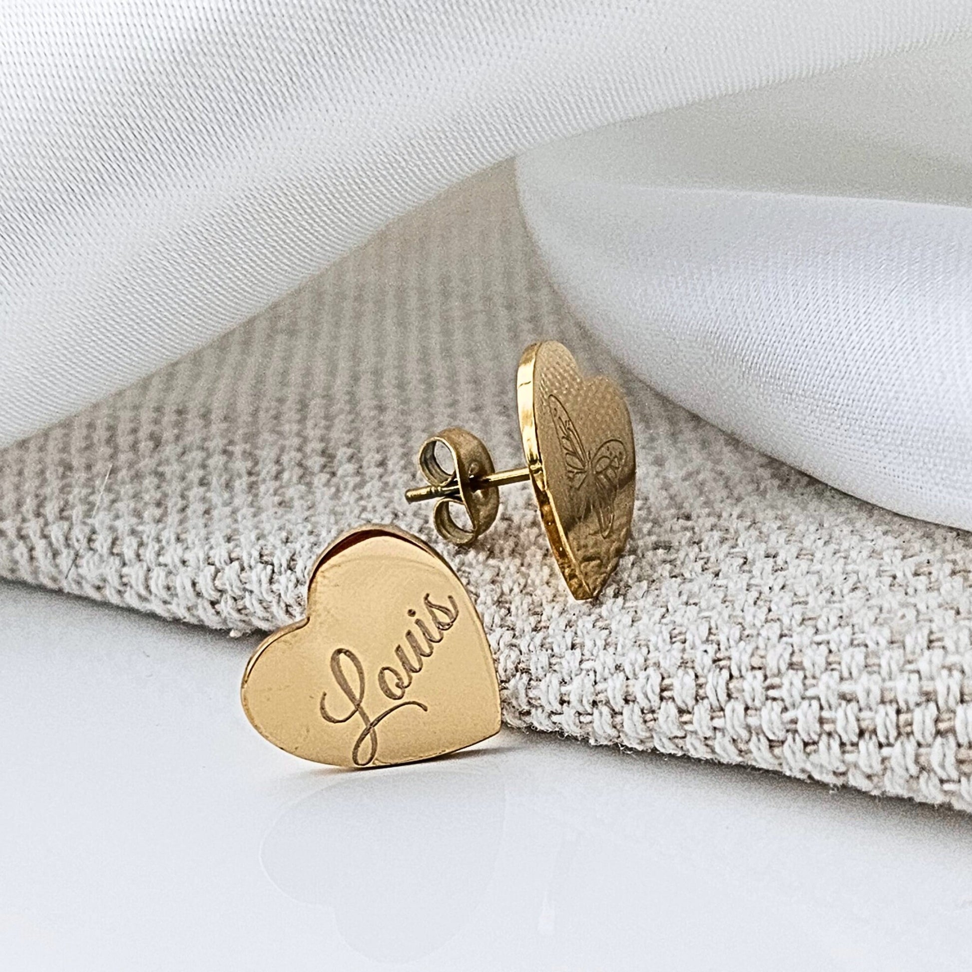 Chunky Herzohrstecker mit Gravur in Gold und Silber | Herzohrringe | große Ohrstecker mit Herz | personalisiertes Herz