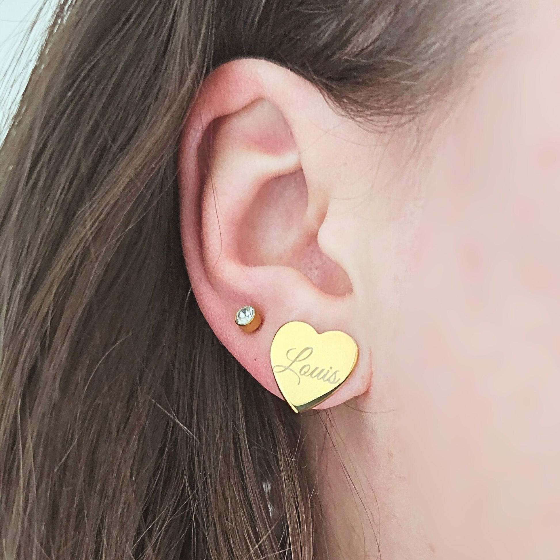 Chunky Herzohrstecker mit Gravur in Gold und Silber | Herzohrringe | große Ohrstecker mit Herz | personalisiertes Herz