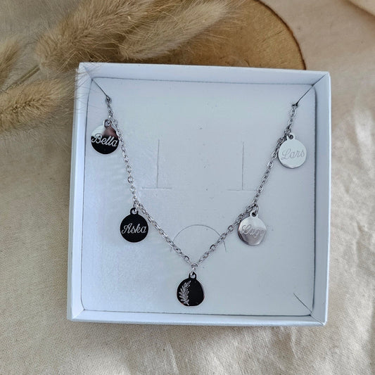 Personalisierte 10mm Plättchen Kette in Gold, Rosé, Silber aus Edelstahl, Kette Buchstaben Gravur, Namens Kette als Geschenk, Halskette gold