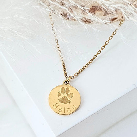 Pfotenabdruck Kette Hund, Katze | Pfotenabdruck Anhänger mit Pfotenabdruck Bild | personalisiertes Geschenk | Hundemarke personalisiert