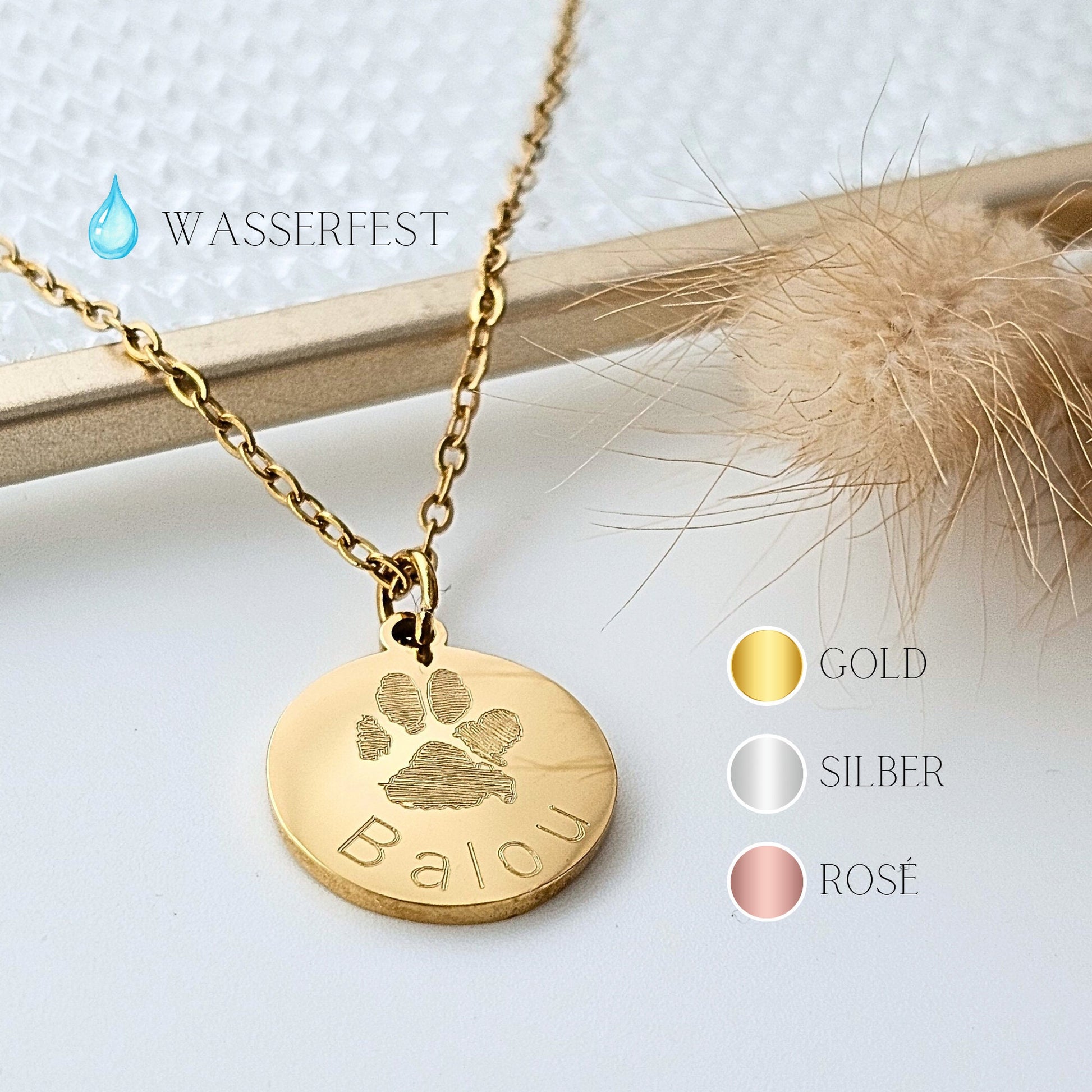 Pfotenabdruck Kette Hund, Katze | Pfotenabdruck Anhänger mit Pfotenabdruck Bild | personalisiertes Geschenk | Hundemarke personalisiert