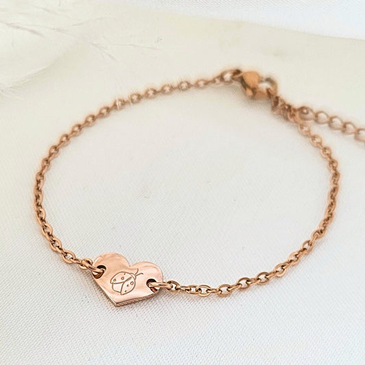 Mädchen Herz Armband personalisiert | Kinderarmband mit Herz | Gravurarmband mit Name | Armband mit Herz für Kinder | Armkettchen Mädchen