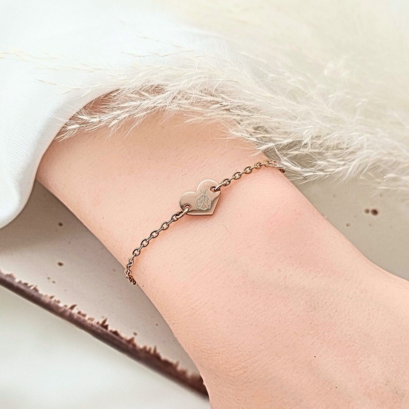 Mädchen Herz Armband personalisiert | Kinderarmband mit Herz | Gravurarmband mit Name | Armband mit Herz für Kinder | Armkettchen Mädchen