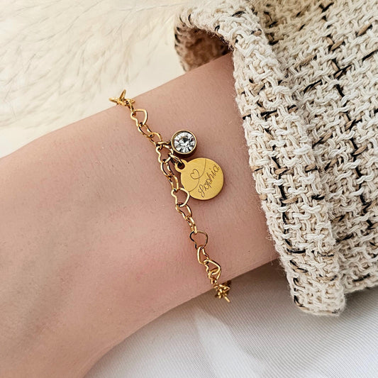 Herz Armband Gold oder Silber aus Edelstahl, filigranes Armband, minimalistischer Schmuck, Geschenk Mama, feines Gliederarmband Herzchen