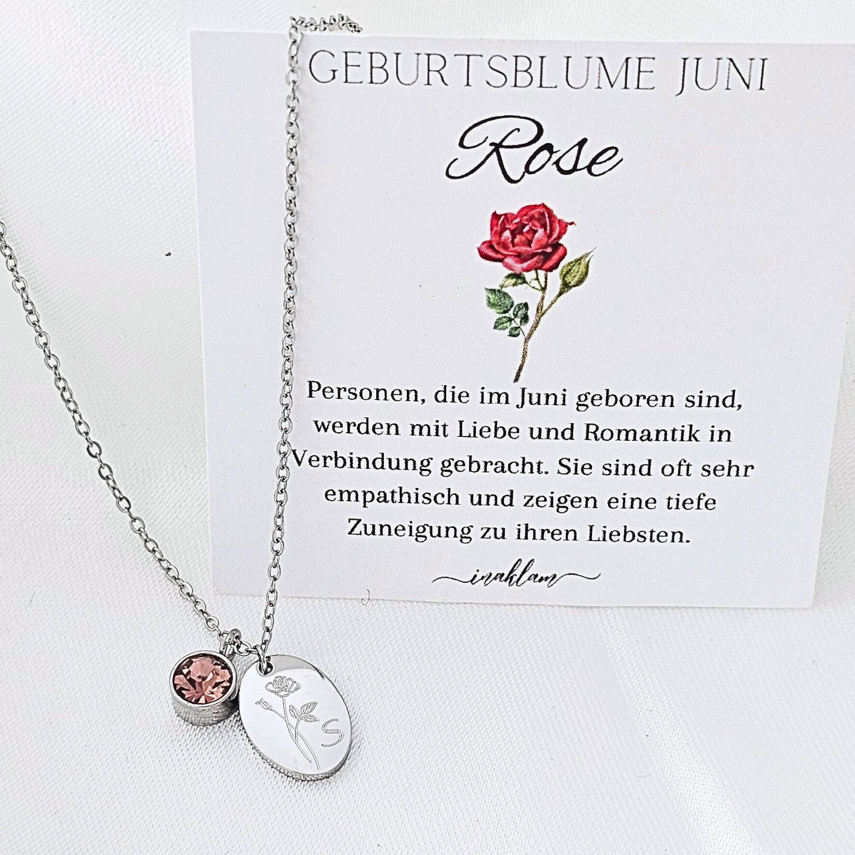 Geburtsblumen Kette personalisiert mit Geburtsstein | Halskette mit Buchstaben Anhänger 13mm | Ketten mit Stein | personalisiertes Geschenk