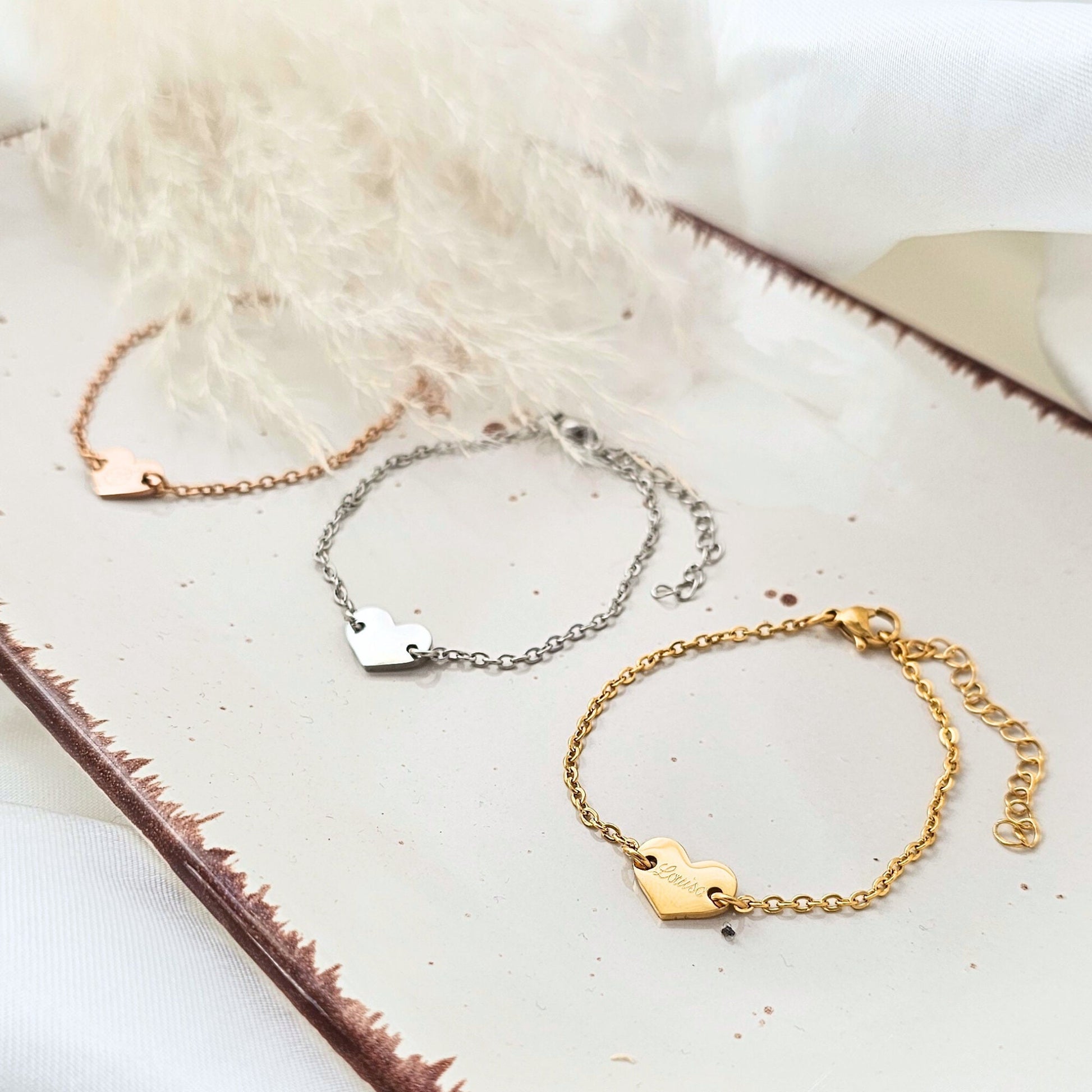 Mädchen Herz Armband personalisiert | Kinderarmband mit Herz | Gravurarmband mit Name | Armband mit Herz für Kinder | Armkettchen Mädchen