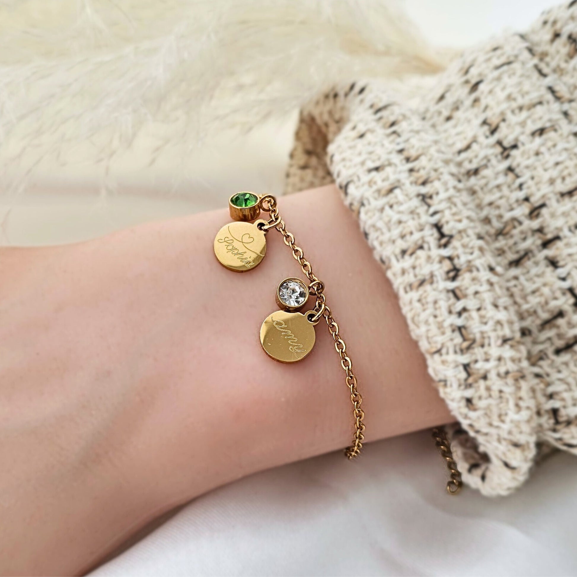 Armband personalisiert • Geburtsstein Armband • Geschenk Freundin • Armband Damen Gold Silber • Geschenkidee für Frauen • Geschenk Hochzeit