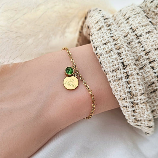 Armband personalisiert • Geburtsstein Armband • Geschenk Freundin • Armband Damen Gold Silber • Geschenkidee für Frauen • Geschenk Hochzeit