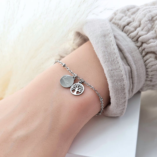 Armband personalisiert•Lebensbaum Armband•Geschenk Freundin•Armband Damen Gold Silber Rosé•Geschenk für Frauen•personalisiertes Geschenk