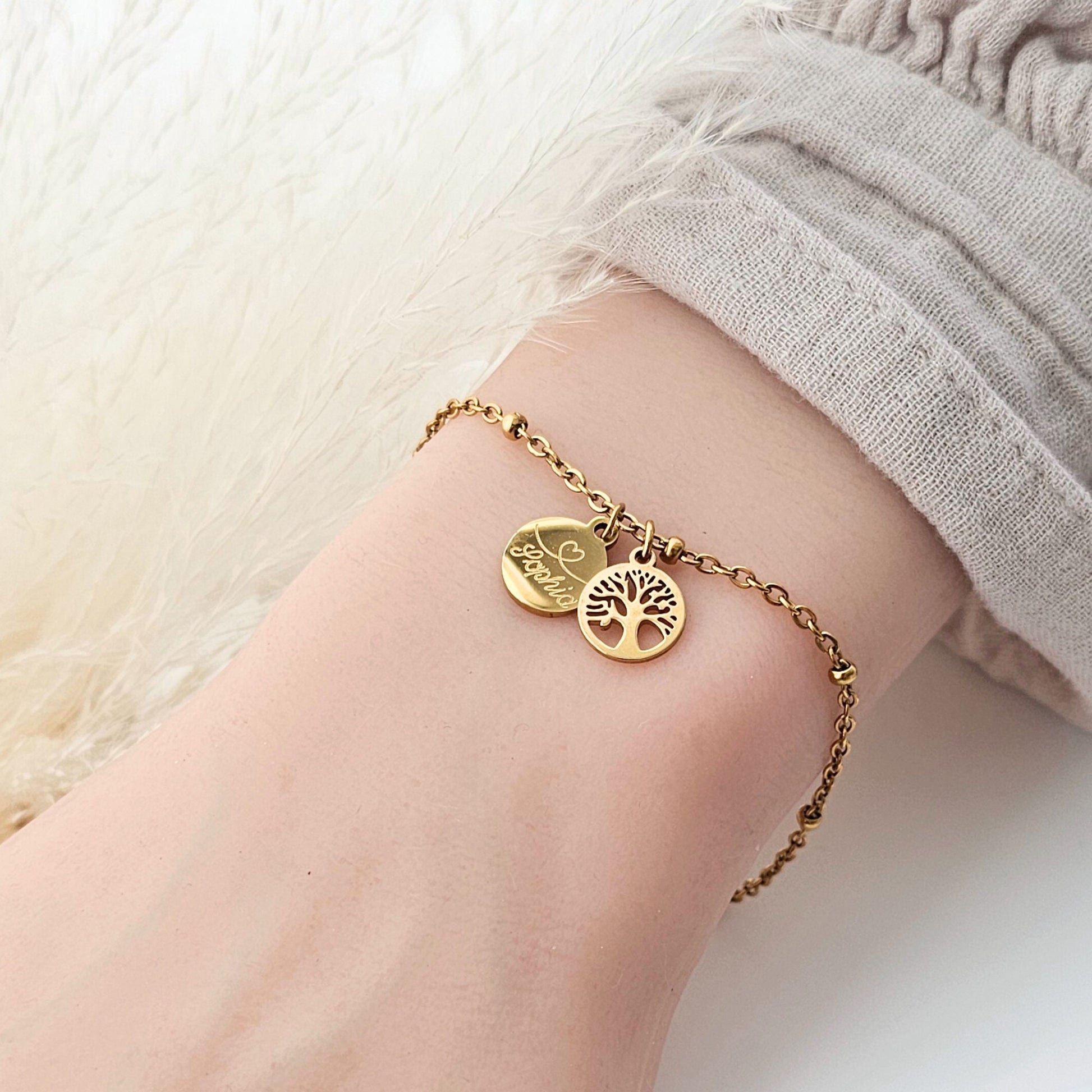 Armband personalisiert•Lebensbaum Armband•Geschenk Freundin•Armband Damen Gold Silber Rosé•Geschenk für Frauen•personalisiertes Geschenk