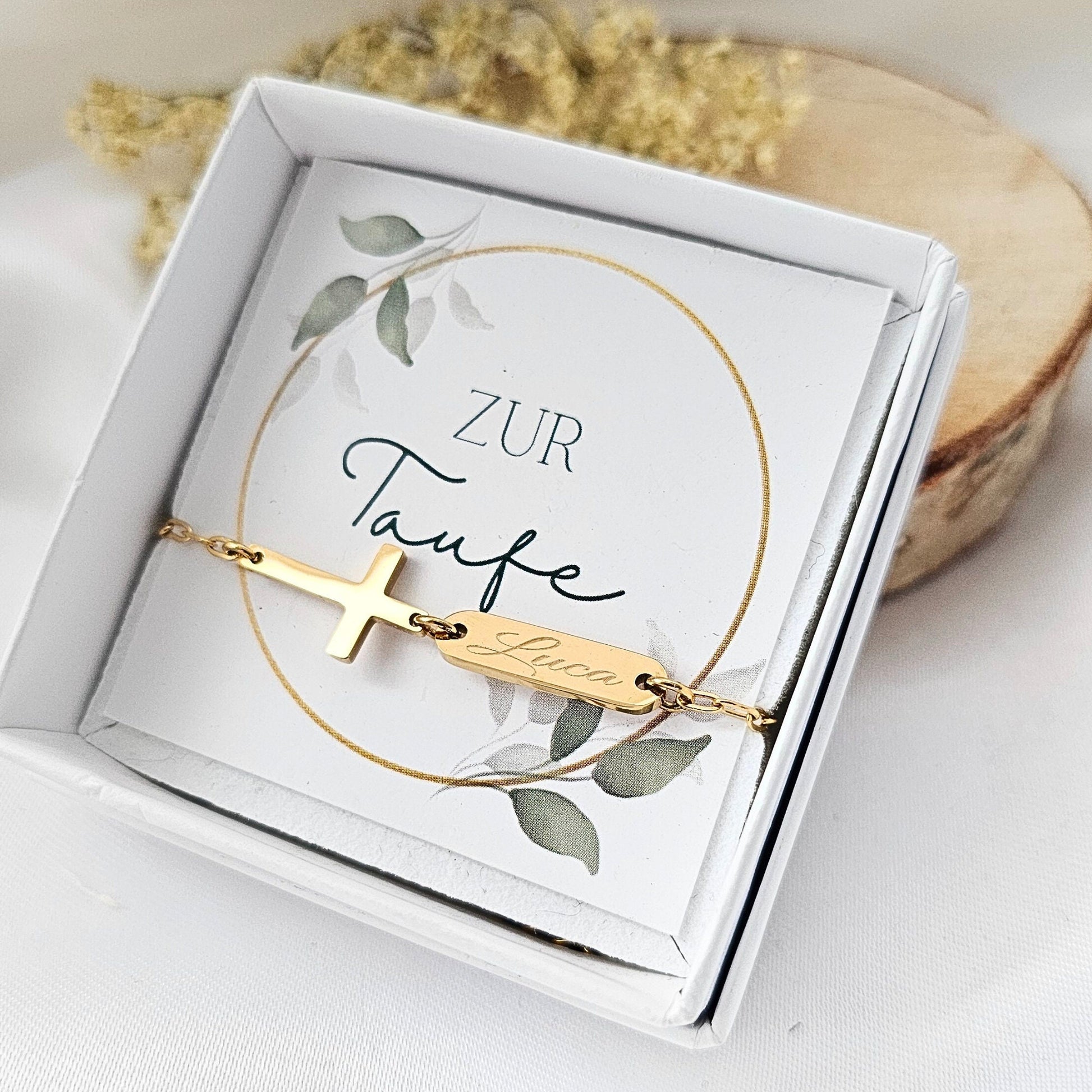 Personalisiertes Armband mit Kreuz | Damen Armband mit Gravur | personalisierte Geschenke | Glaube Liebe Hoffnung
