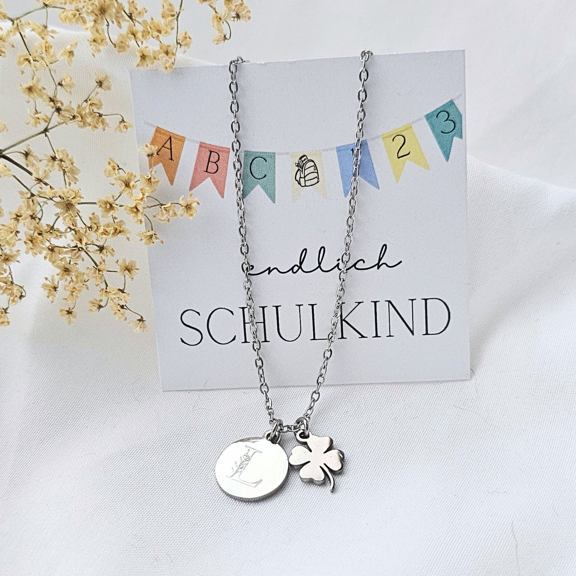 Geschenk zur Einschulung Mädchen | Schulkind Kette personalisiert | Glücksbringer zum Schulstart | Schulkind 2024 | Idee für Schultüte