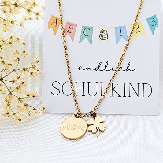 Geschenk zur Einschulung Mädchen | Schulkind Kette personalisiert | Glücksbringer zum Schulstart | Schulkind 2024 | Idee für Schultüte