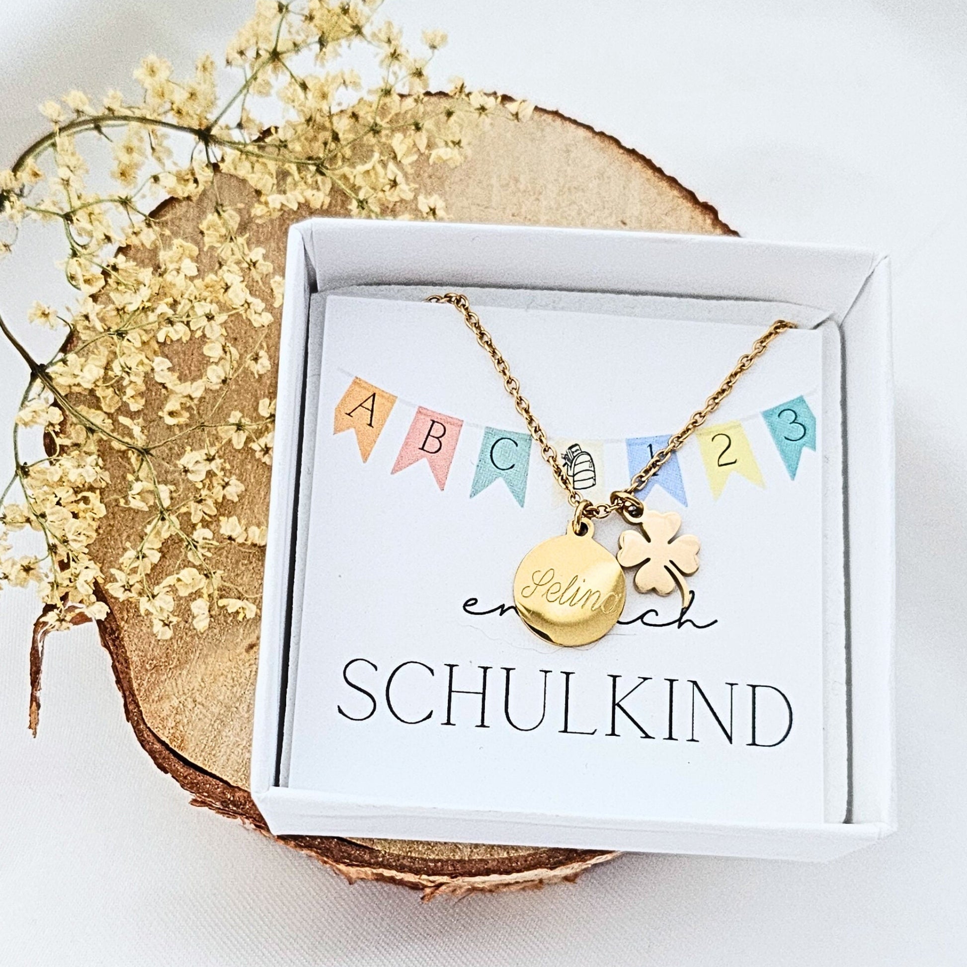 Geschenk zur Einschulung Mädchen | Schulkind Kette personalisiert | Glücksbringer zum Schulstart | Schulkind 2024 | Idee für Schultüte