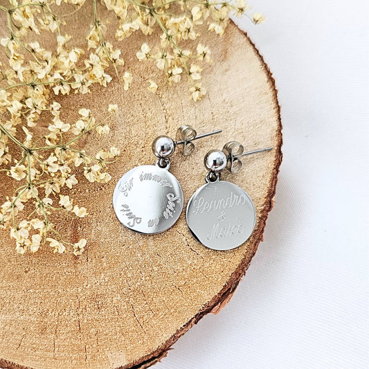 Ohrstecker personalisiert mit Gravur Plättchen Anhänger Gold, Silber | personalisierte Geschenke | Damen Schmuck | Edelstahl | wasserfest