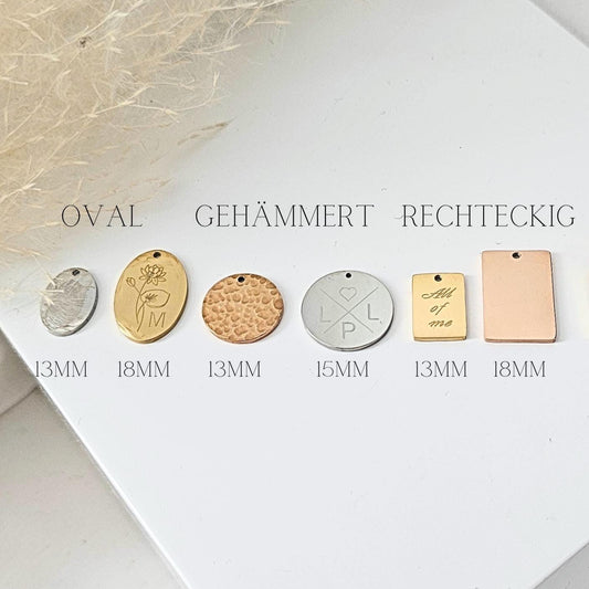Gravur Plättchen Anhänger, Plättchen Anhänger mit Gravur, Gravur Anhänger, personalisierte Plättchen Anhänger, Einzelne Plättchen Anhänger