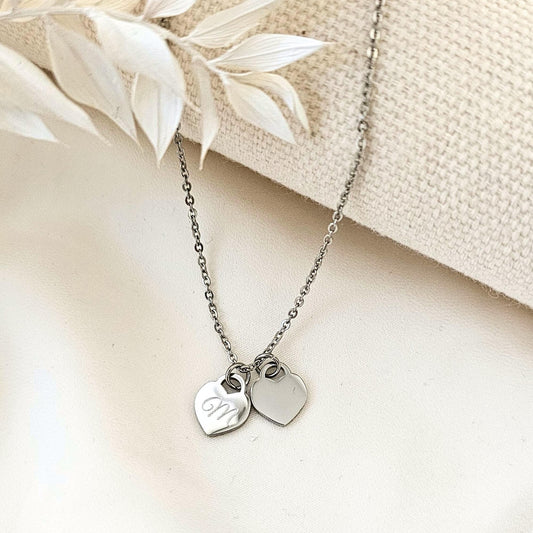 Kette mit gravierbaren Herzanhängern | Herzkette mit Namen | personalisierte Geschenke | wasserfester Edelstahlschmuck | inaklam Gravurkette