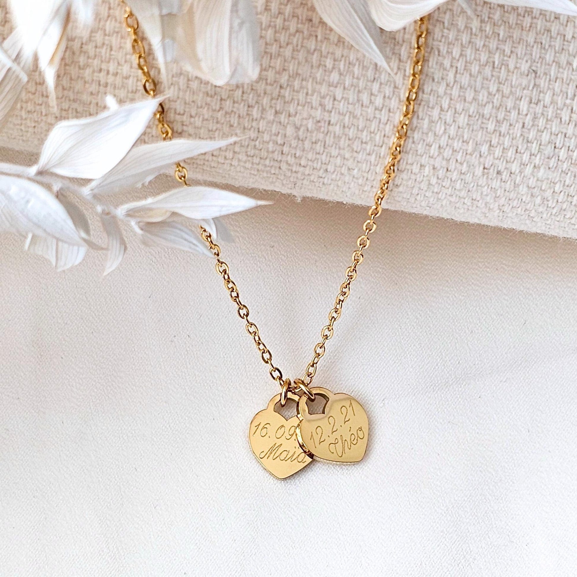 Kette aus Edelstahl mit Gravur Herzen