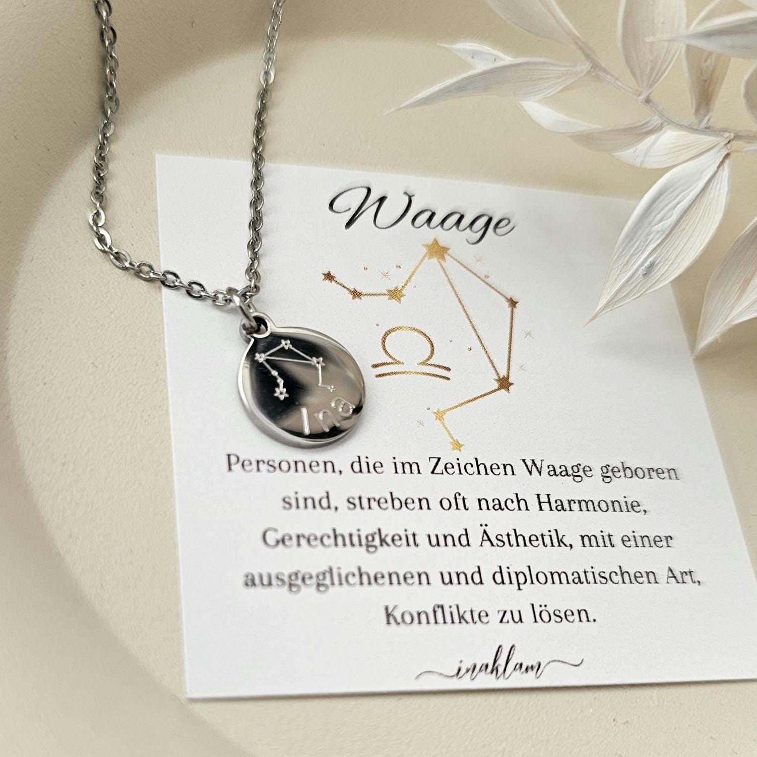 Sternzeichen Kette mit Sternzeichen Bedeutungskarte | Halskette mit Sternbild Gravur | personalisiertes Geschenk | Sternbild Kette