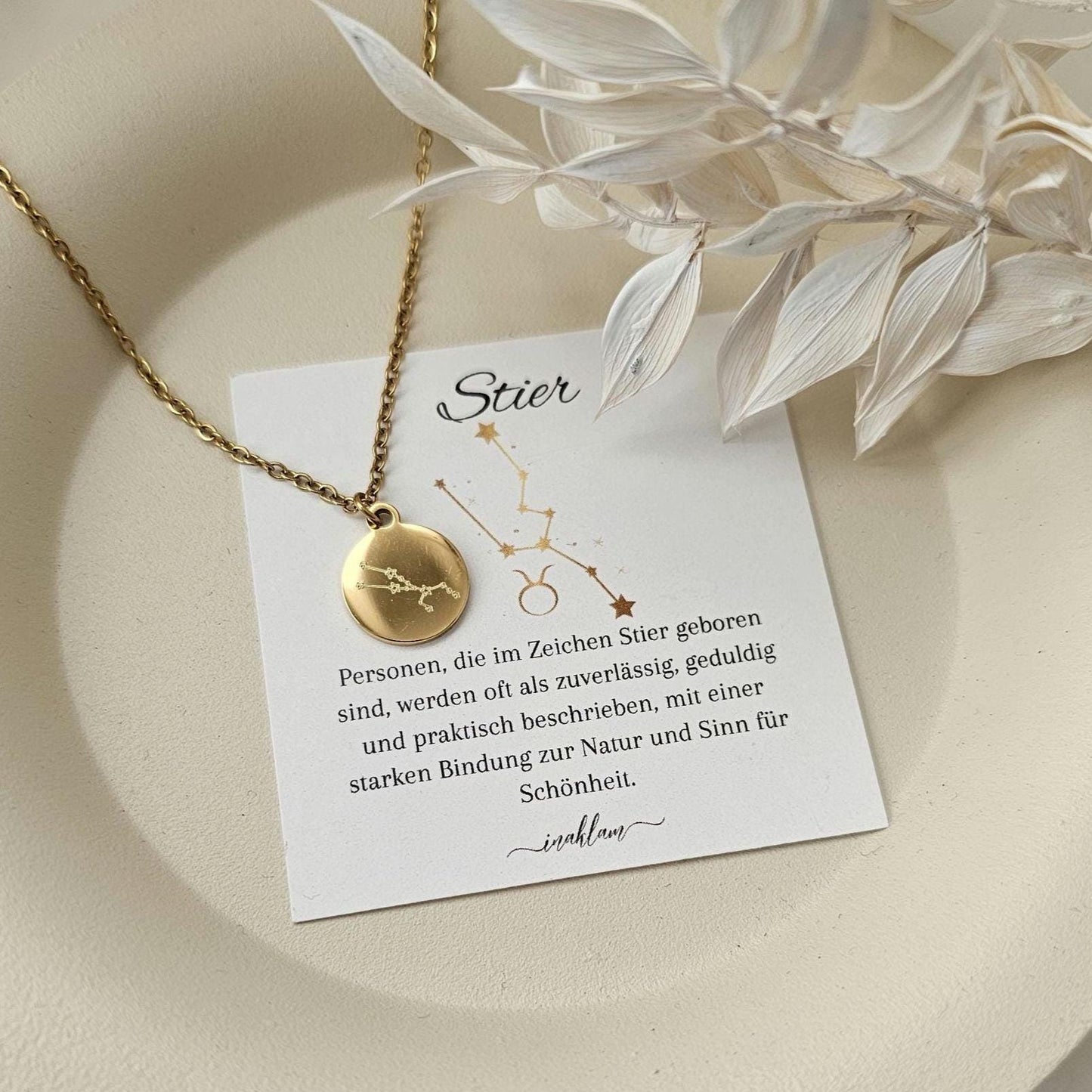 Sternzeichen Kette mit Sternzeichen Bedeutungskarte | Halskette mit Sternbild Gravur | personalisiertes Geschenk | Sternbild Kette