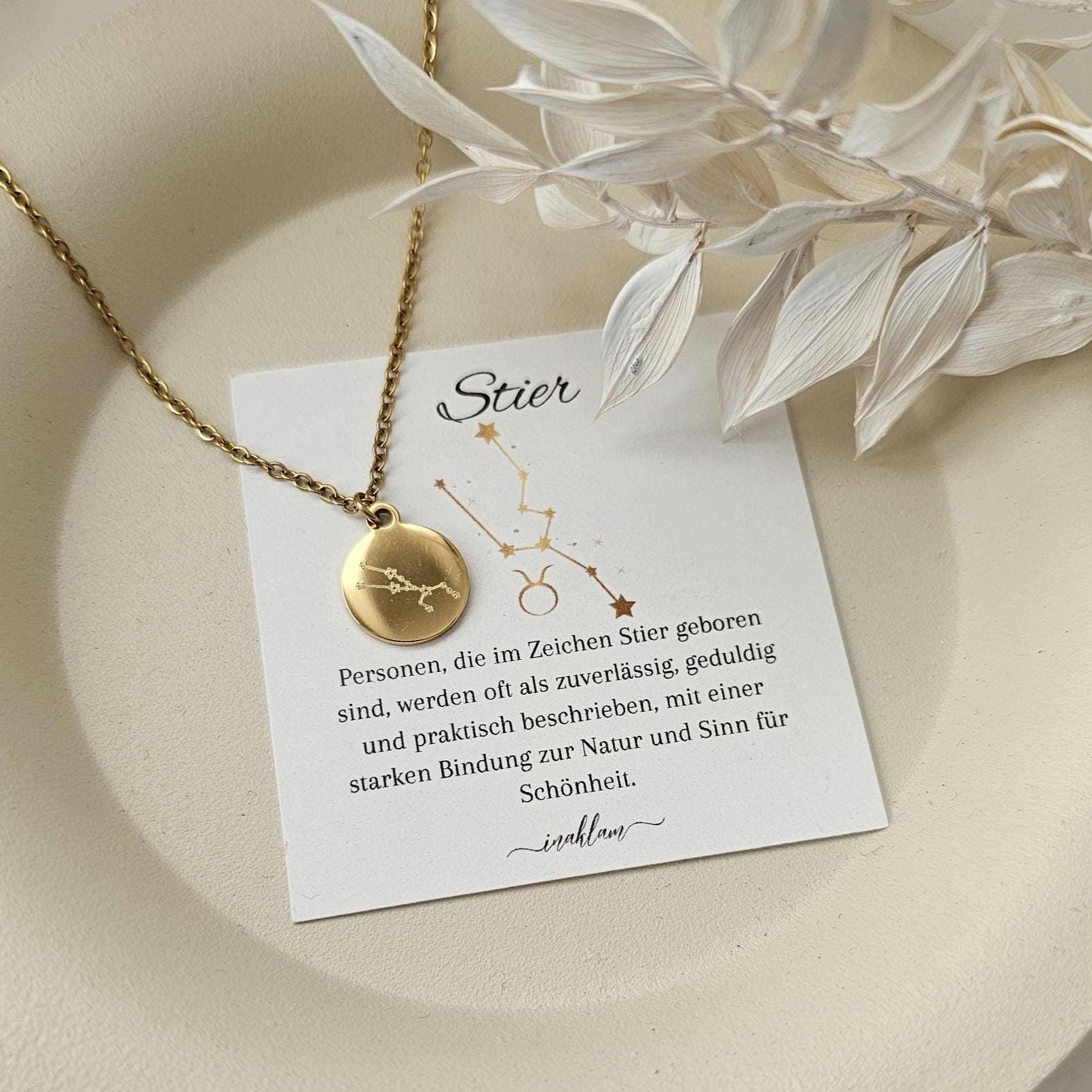 Sternzeichen Kette mit Sternzeichen Bedeutungskarte | Halskette mit Sternbild Gravur | personalisiertes Geschenk | Sternbild Kette