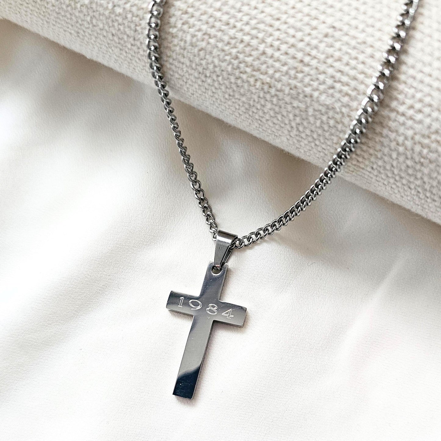 Herren Kreuz Kette mit Gravur