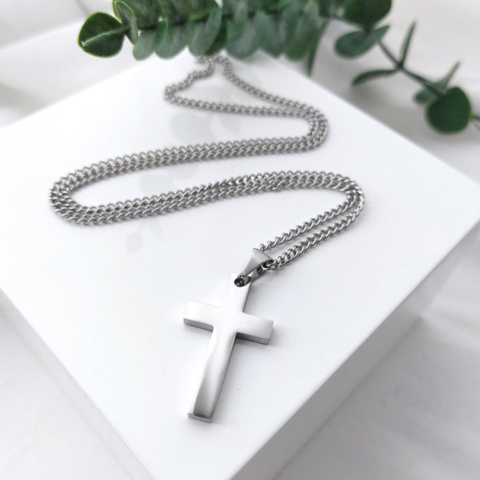 Herren Kreuz Kette mit Gravur