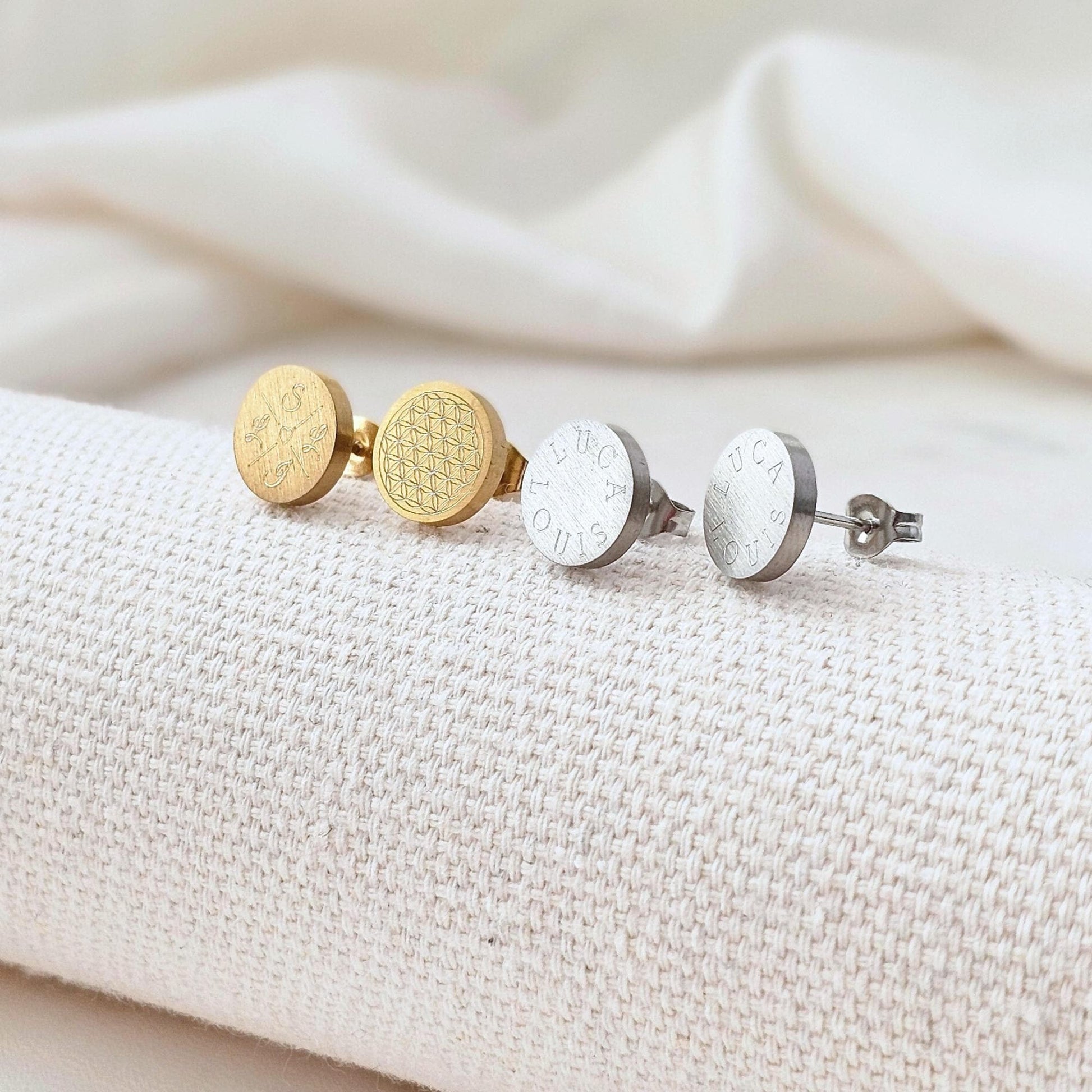 Personalisierte Kreis Ohrstecker mit Gravur | personalisiertes Geschenk | Geschenk zur Einschulung | Geschenk zur Hochzeit | Gravur Ohrringe