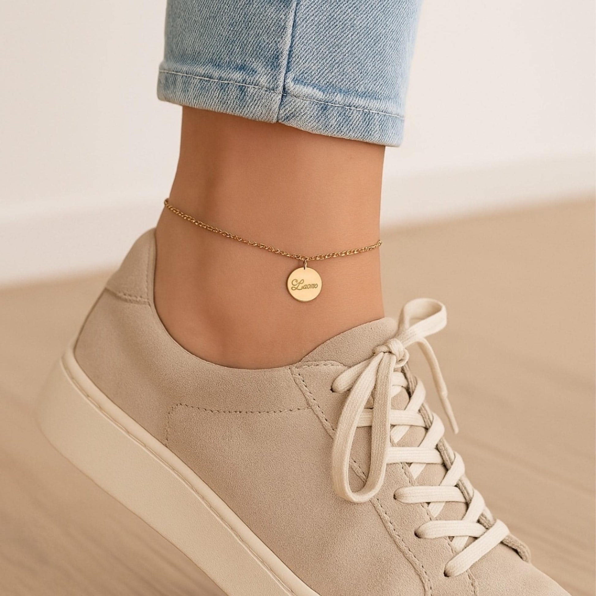 Fußkettchen mit 10mm Gravur-Plättchen