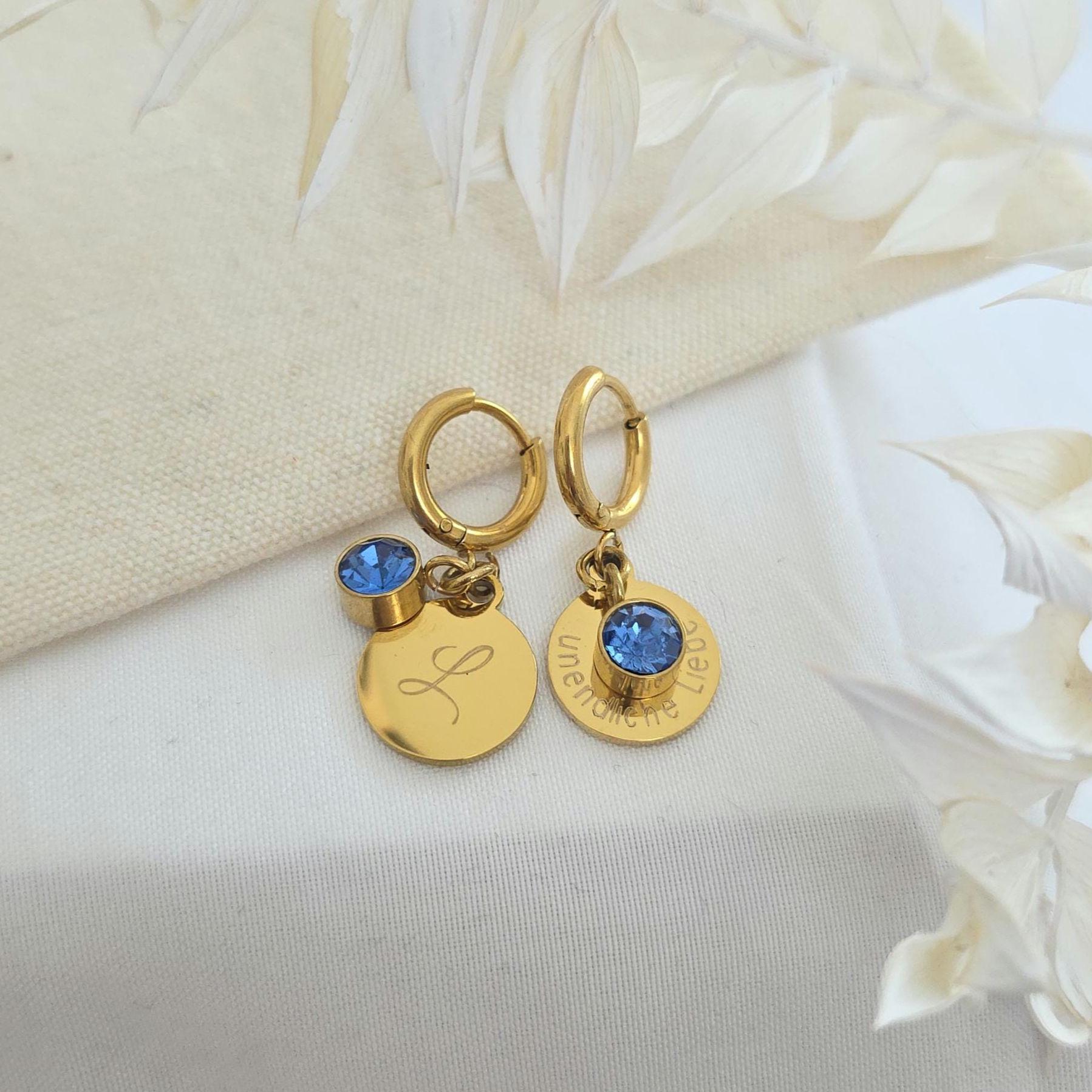 Creolen aus Edelstahl mit Gravur und Perle