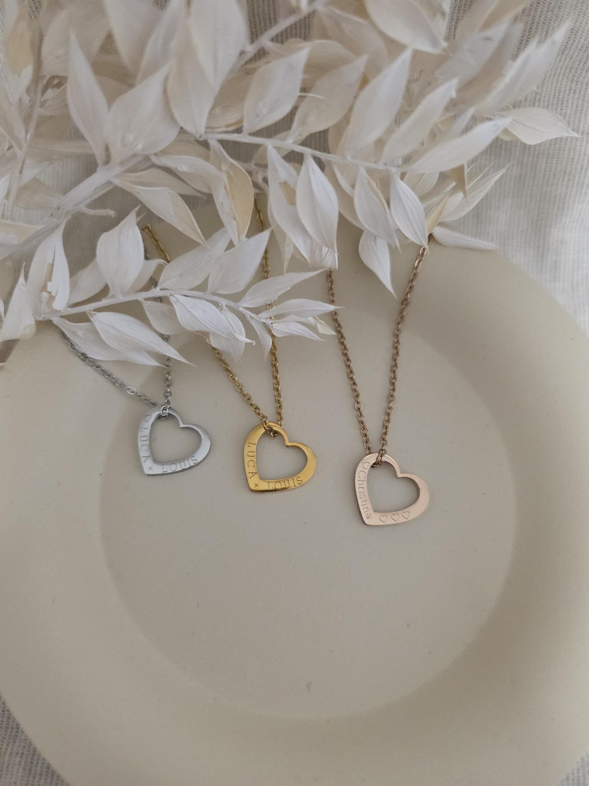 Mama Kette mit Kindernamen | Personalisierte Herzkette aus Edelstahl in Gold, Silber & Rosé | Geschenk für Mama oder Oma | wasserfest