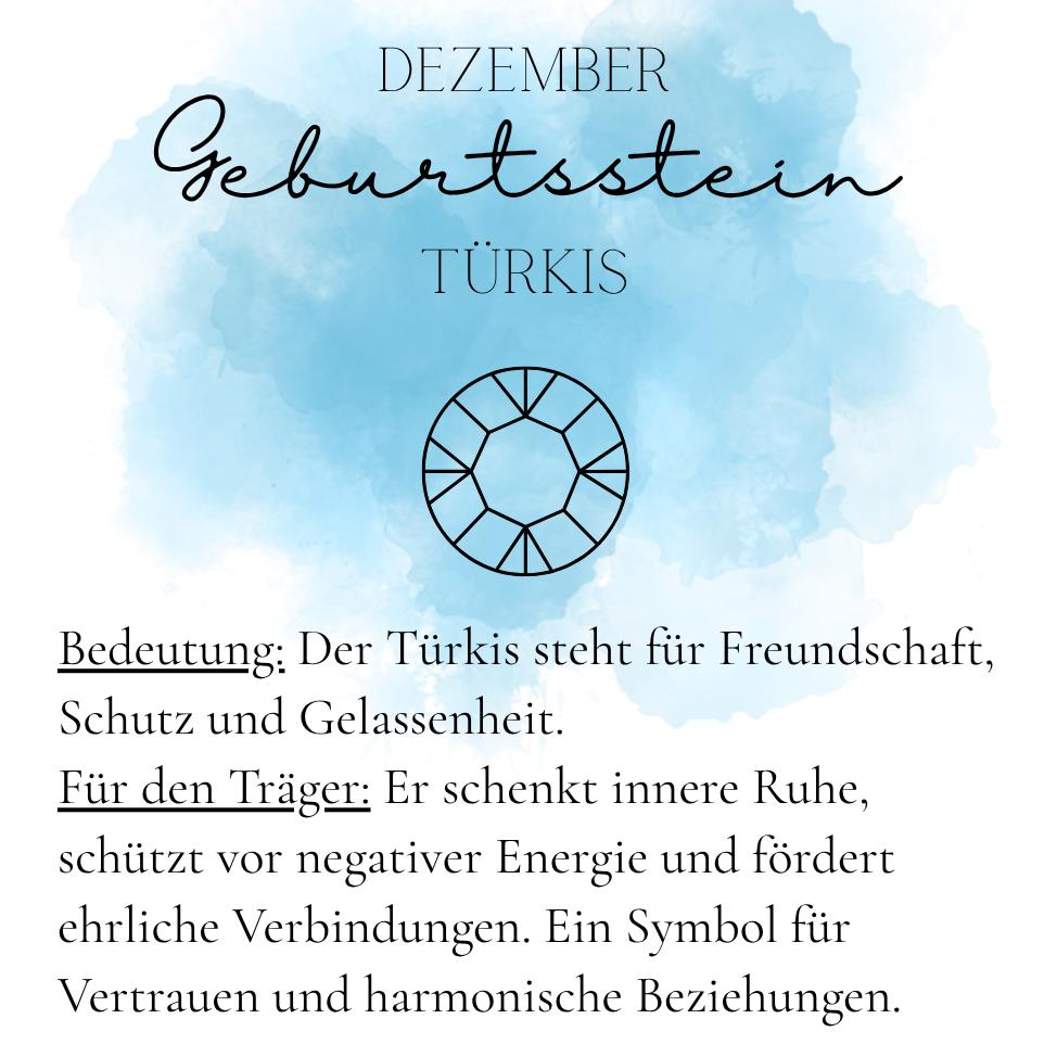 Geburtssteinkette Dezember Türkis | wasserfeste Edelstahl Halskette Gold,Silber,Rosé mit Geburtsstein Anhänger | Geschenk Frau,Mädchen