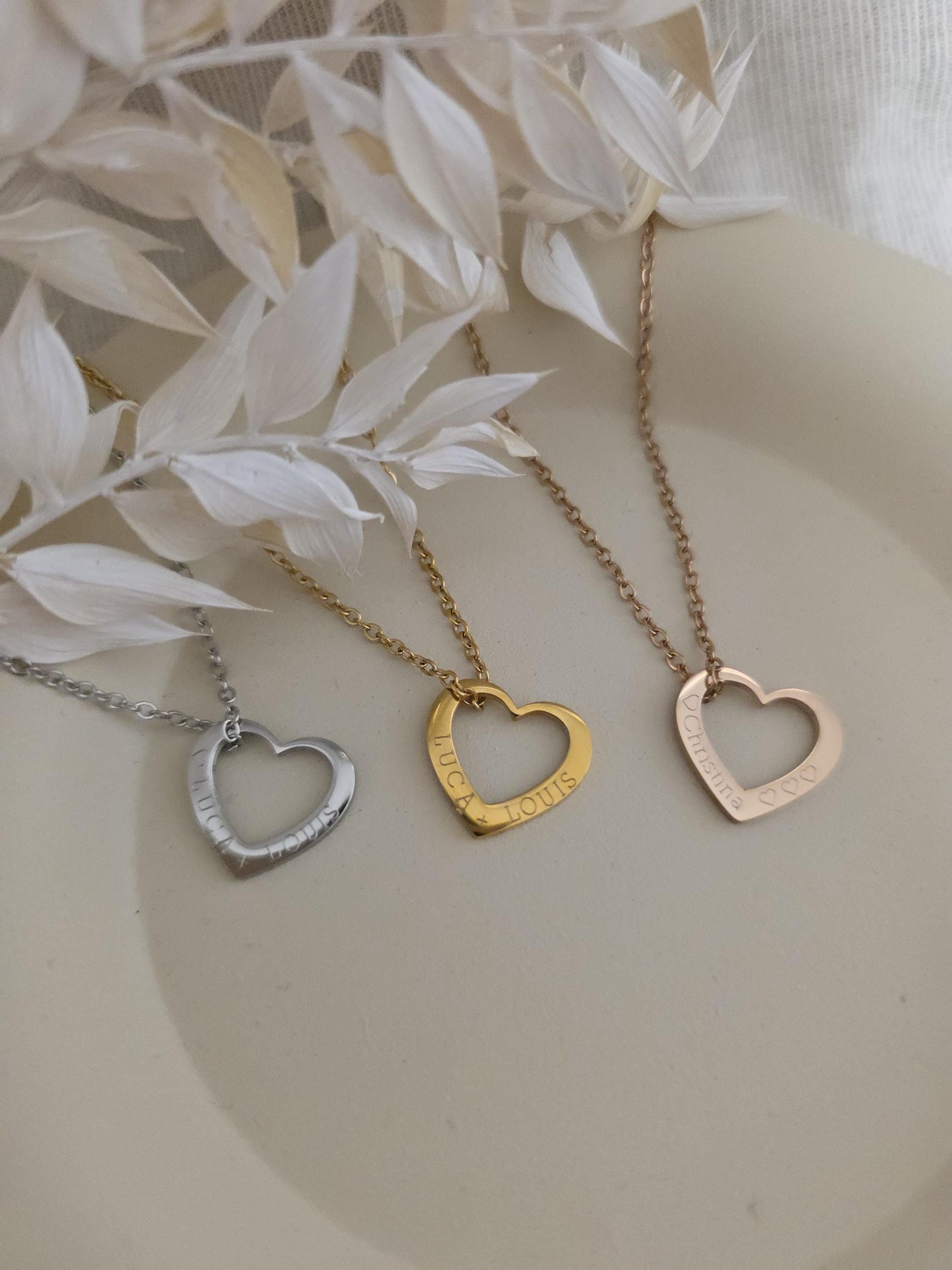 Mama Kette mit Kindernamen | Personalisierte Herzkette aus Edelstahl in Gold, Silber & Rosé | Geschenk für Mama oder Oma | wasserfest