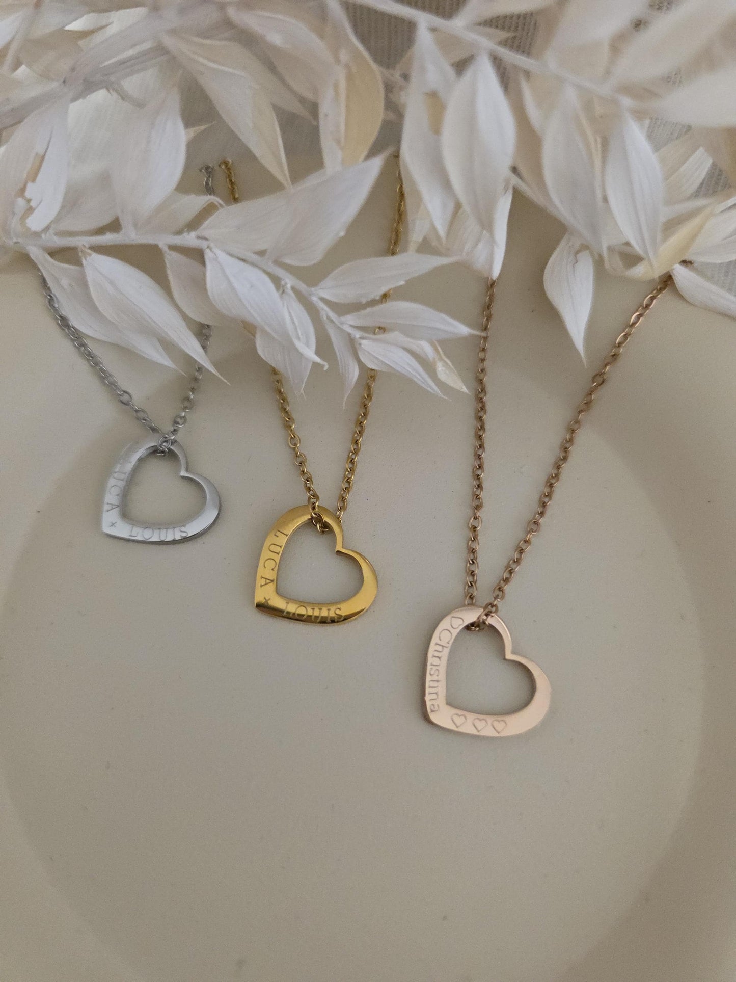 Mama Kette mit Kindernamen | Personalisierte Herzkette aus Edelstahl in Gold, Silber & Rosé | Geschenk für Mama oder Oma | wasserfest