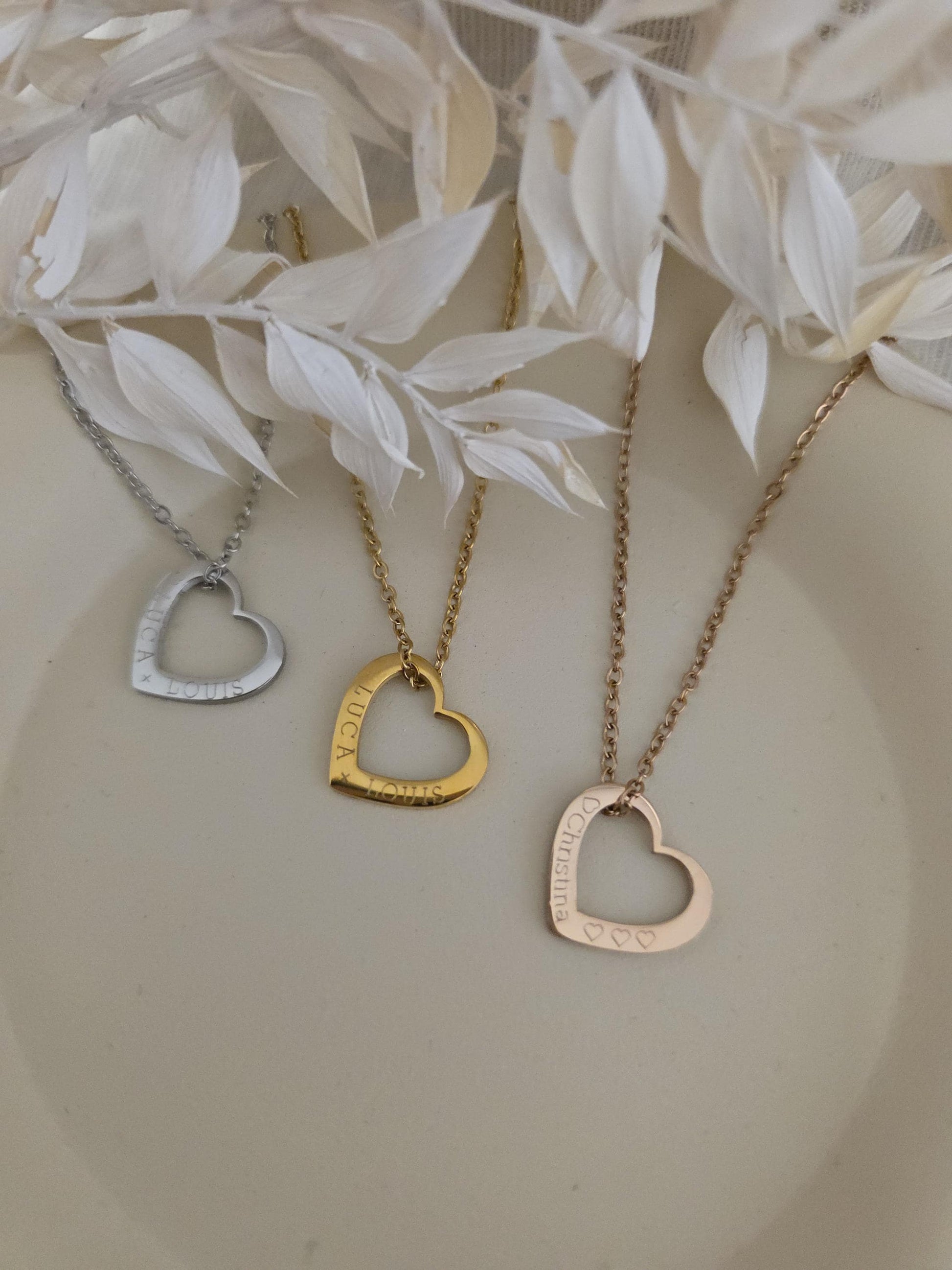 Mama Kette mit Kindernamen | Personalisierte Herzkette aus Edelstahl in Gold, Silber & Rosé | Geschenk für Mama oder Oma | wasserfest
