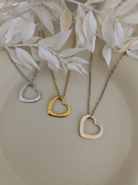 Mama Kette mit Kindernamen | Personalisierte Herzkette aus Edelstahl in Gold, Silber & Rosé | Geschenk für Mama oder Oma | wasserfest