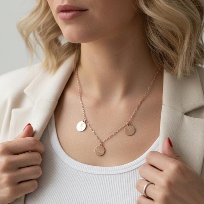 Familienkette mit Gravur 12mm Plättchen