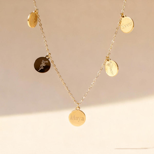 Familienkette mit Gravur 12mm Plättchen