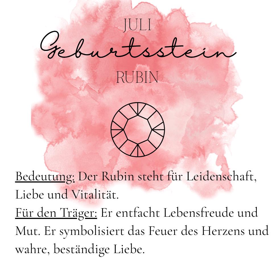 Geburtssteinkette Juli Rubin | wasserfeste Edelstahl Halskette in Gold,Silber,Rosé mit Geburtsstein Anhänger | Geschenk Frauen,Mädchen