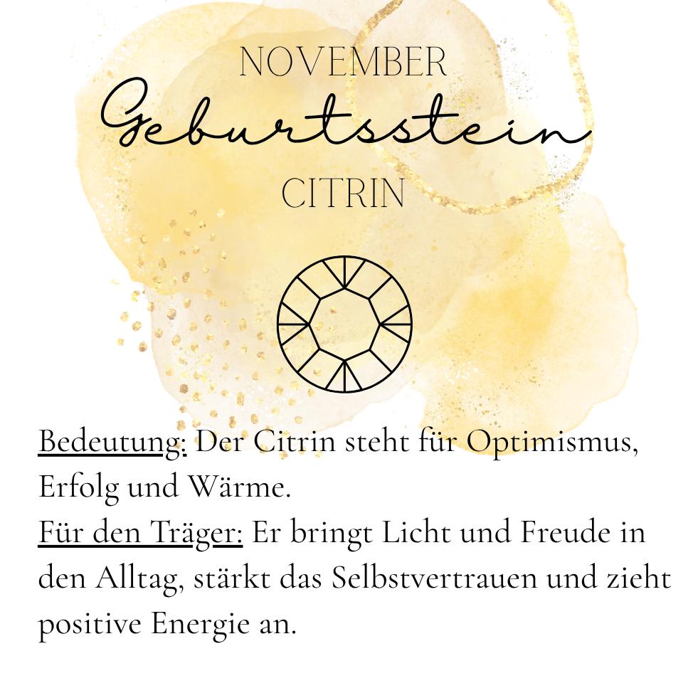 Geburtssteinkette November Citrin | wasserfeste Edelstahl Halskette Gold,Silber,Rosé mit Geburtsstein Anhänger | Geschenk Frau,Mädchen