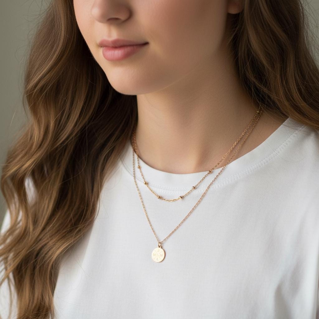 Mehrreihige Kette mit Gravurplättchen