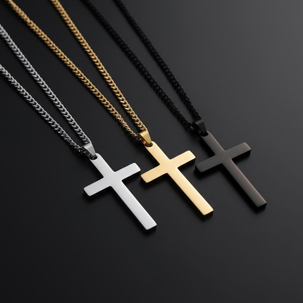 Herren Kreuzkette mit Gravur